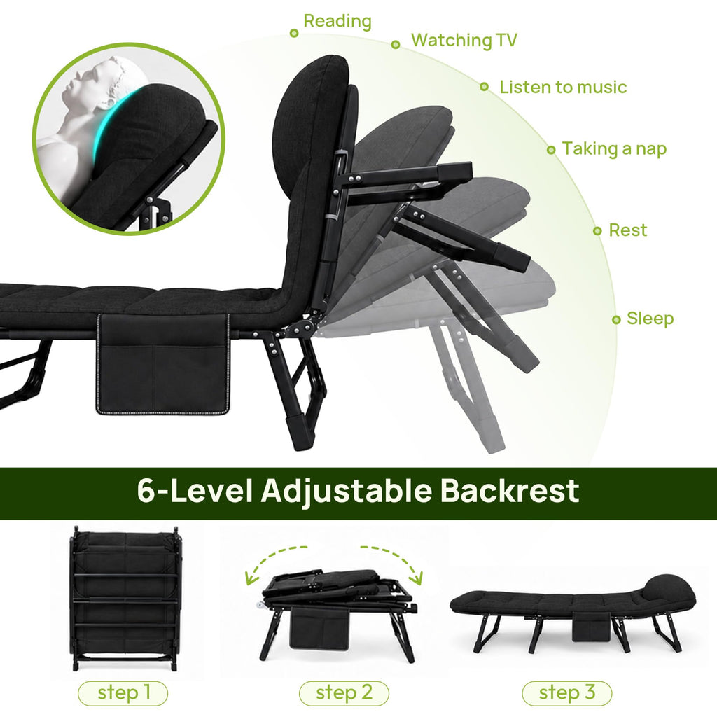 Black Camping Cot with Mattress W945