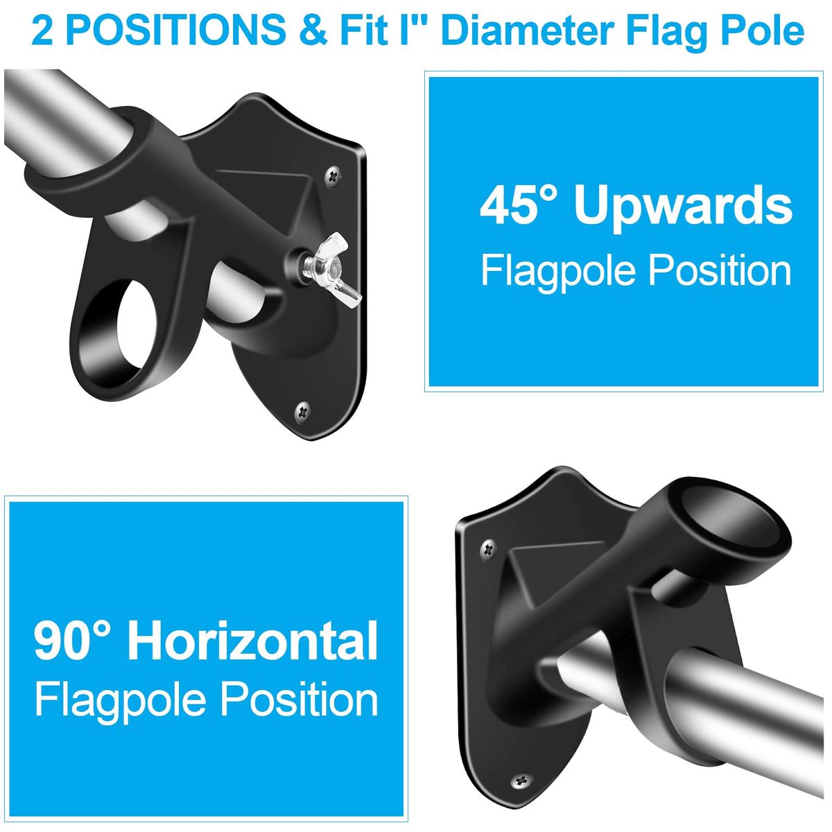 Black 5 FT Stainless Steel Wall Mount Flag Pole Kit V271