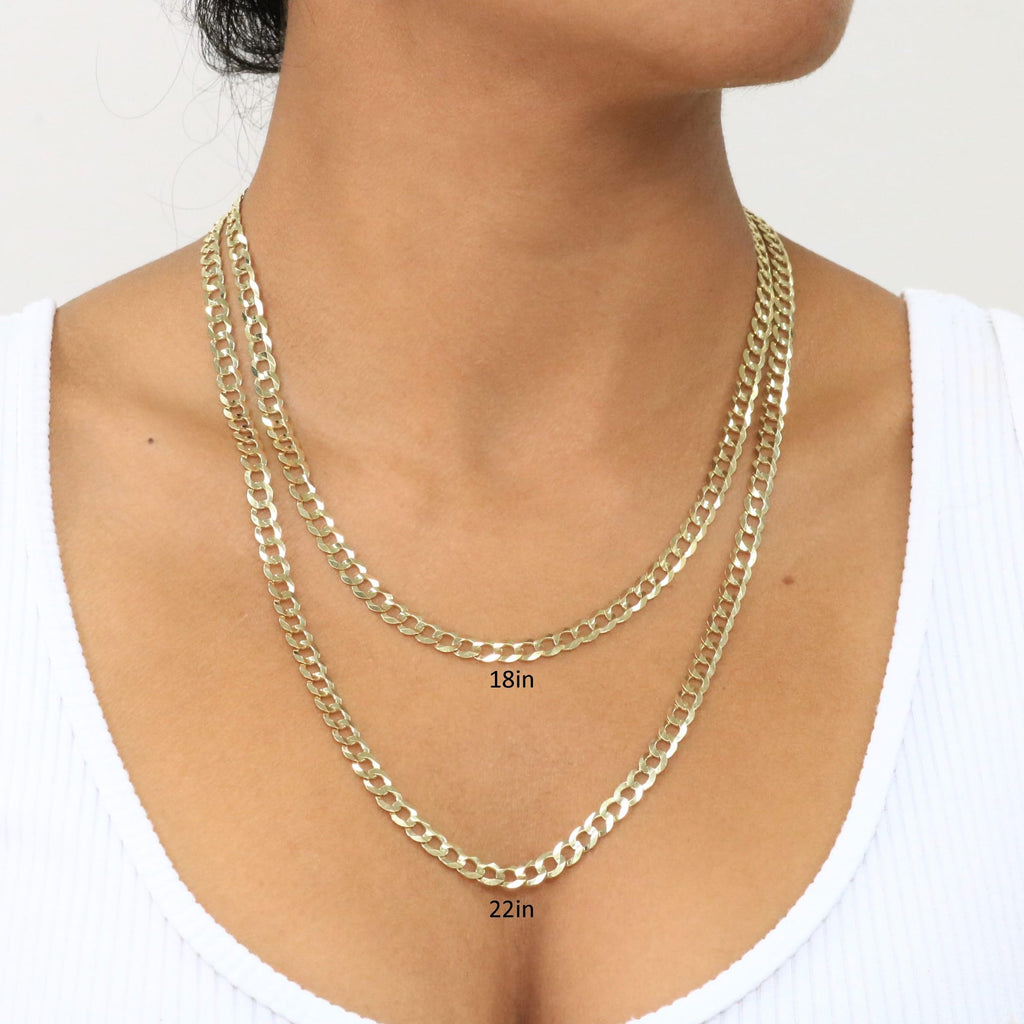 10K Yellow Gold Cuban Curb Link Chain Necklace R4991