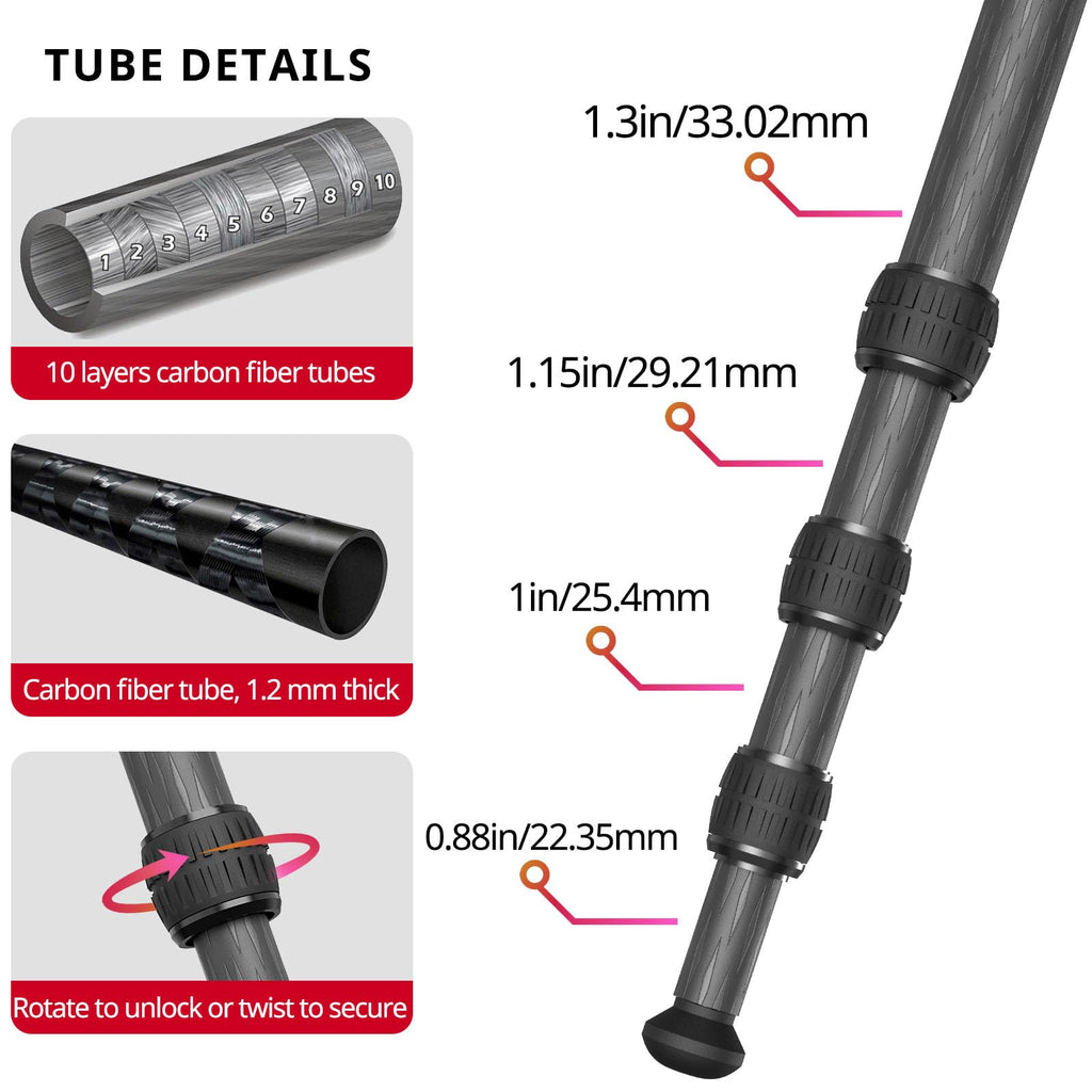 Carbon Fiber Hunting Tripod with Bubble Level and Ball Head C571628