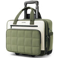 Rolling Puffer Laptop Bag, 16 Inch Water Resistant Carry On Luggage with Wheels, Green I229