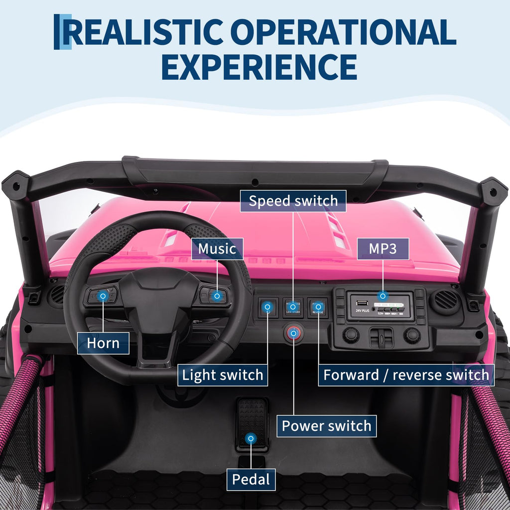 24V 4WD 2 Seater Ride on Car with Remote Control, Pink K443672
