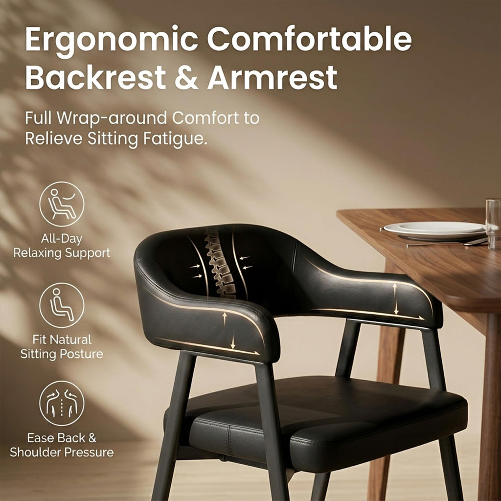 Black Faux Leather Dining Chairs Set of 6 J45412