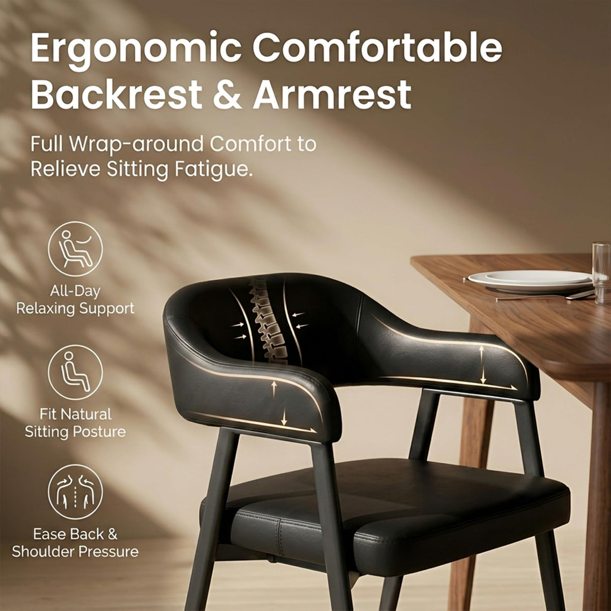 Black Faux Leather Dining Chairs Set of 6 J45412