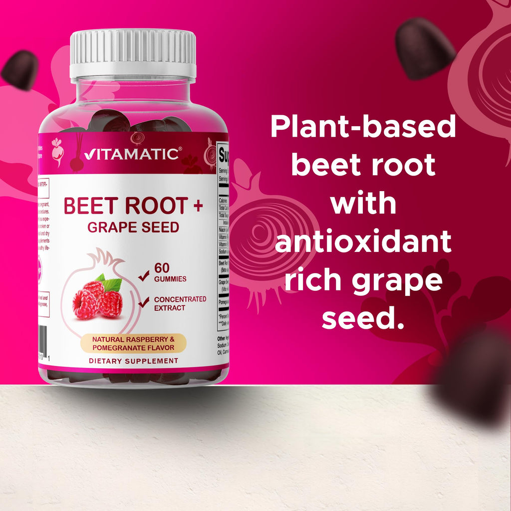 Beet Root Gummies with B6, B12, Grape Seed & Pomegranate 120 Count H667902