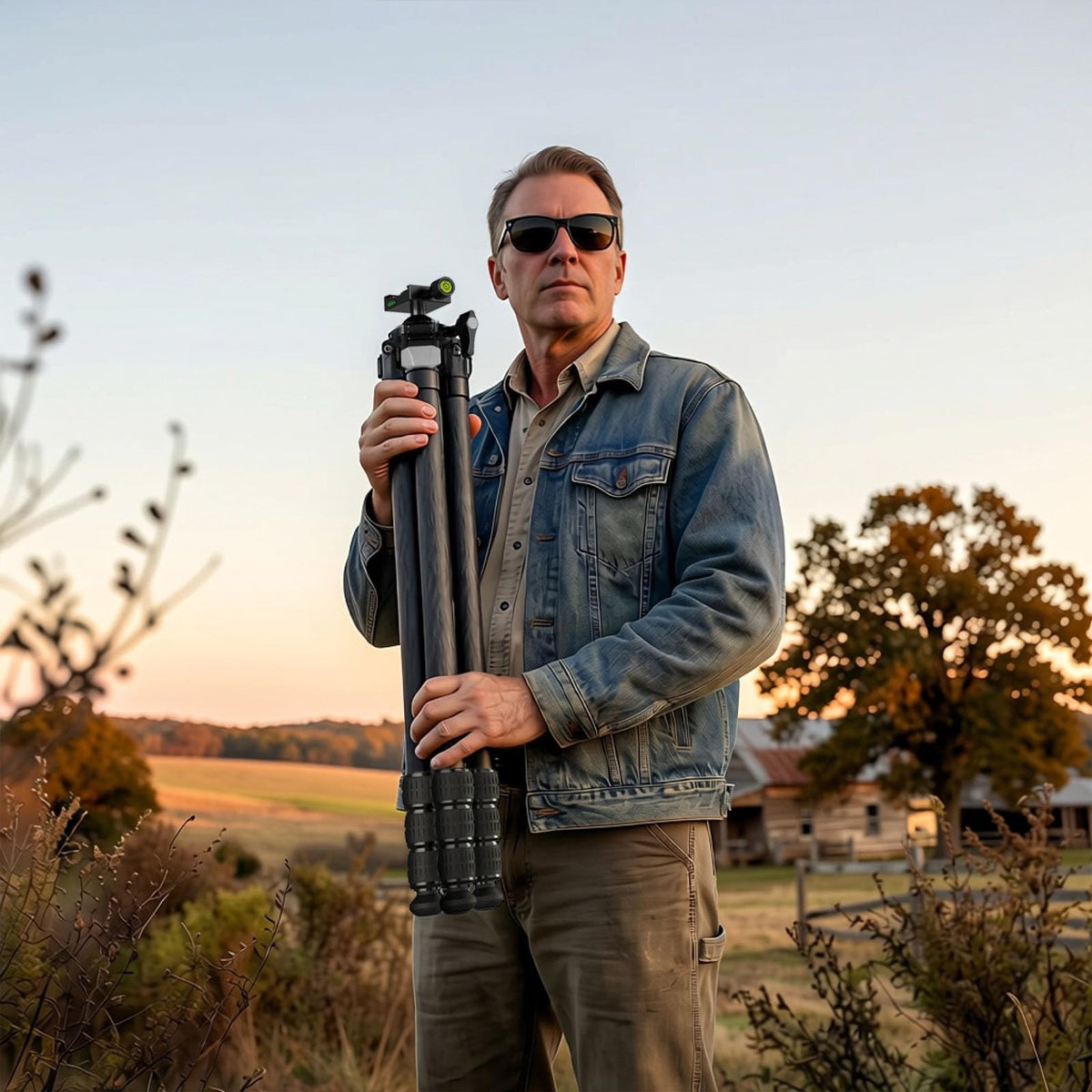Carbon Fiber Hunting Tripod with Bubble Level and Ball Head C571628