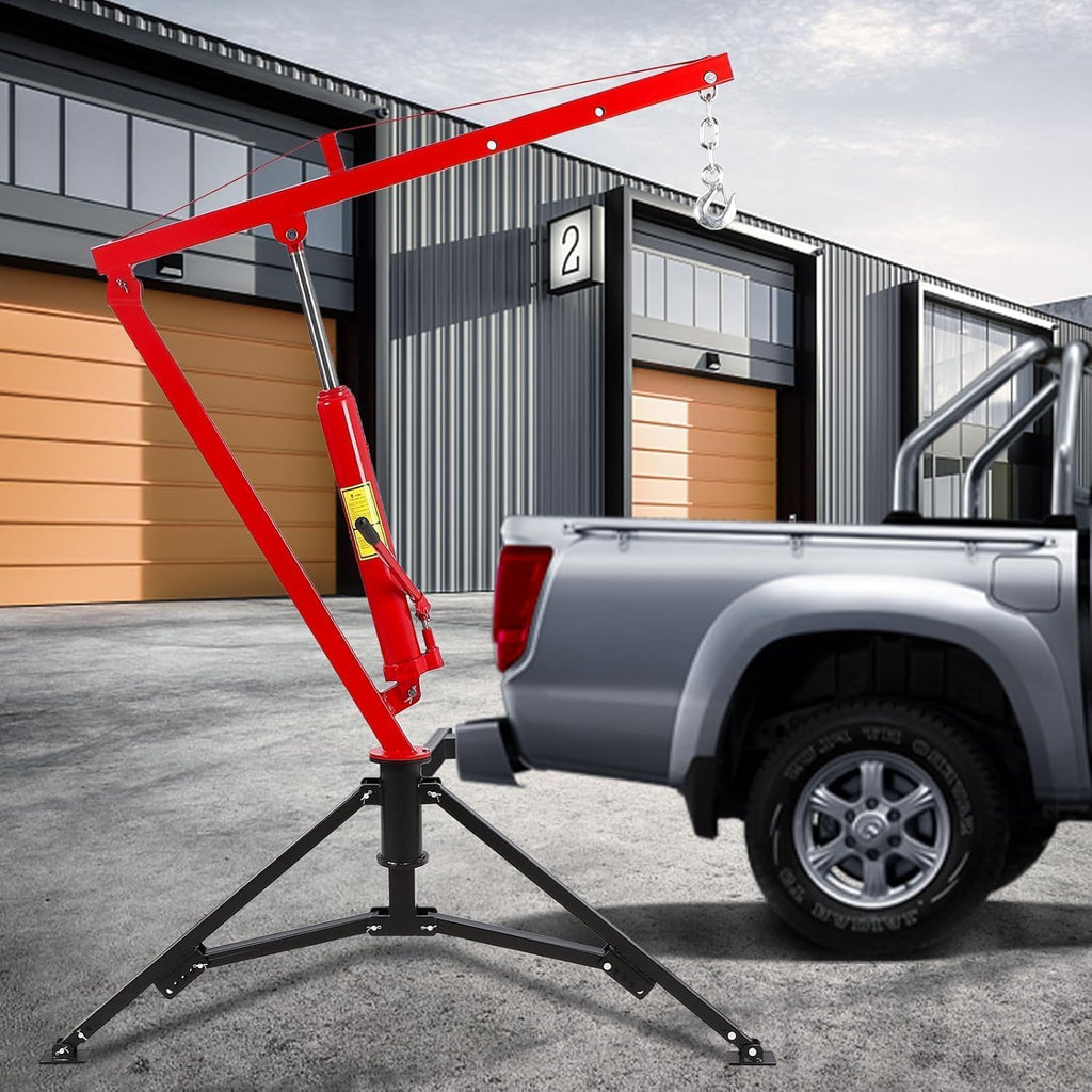 1000 LBS Hydraulic Truck Crane with 3 Adjustable Booms O6017