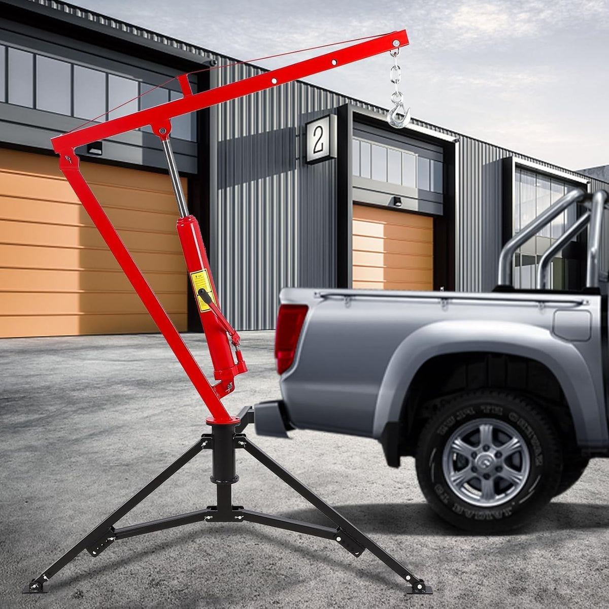 1000 LBS Hydraulic Truck Crane with 3 Adjustable Booms O6017
