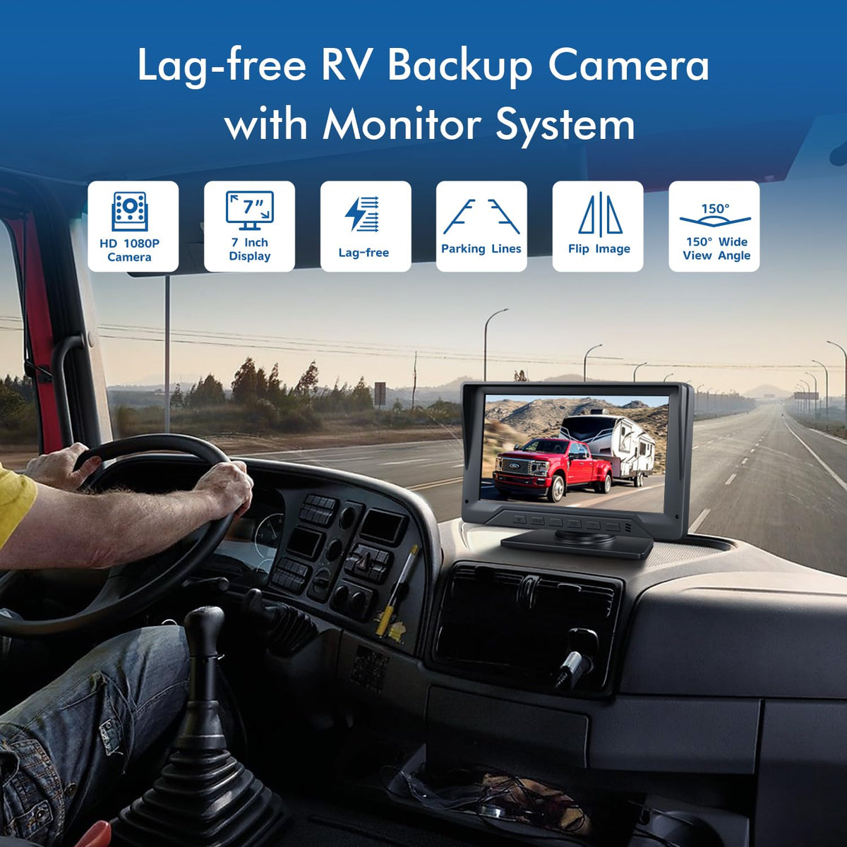 7'' Wired Dual RV Backup Camera System 1080P HD D320
