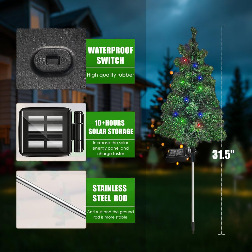 Solar Christmas Tree Garden Stake Lights Outdoor Waterproof M877516