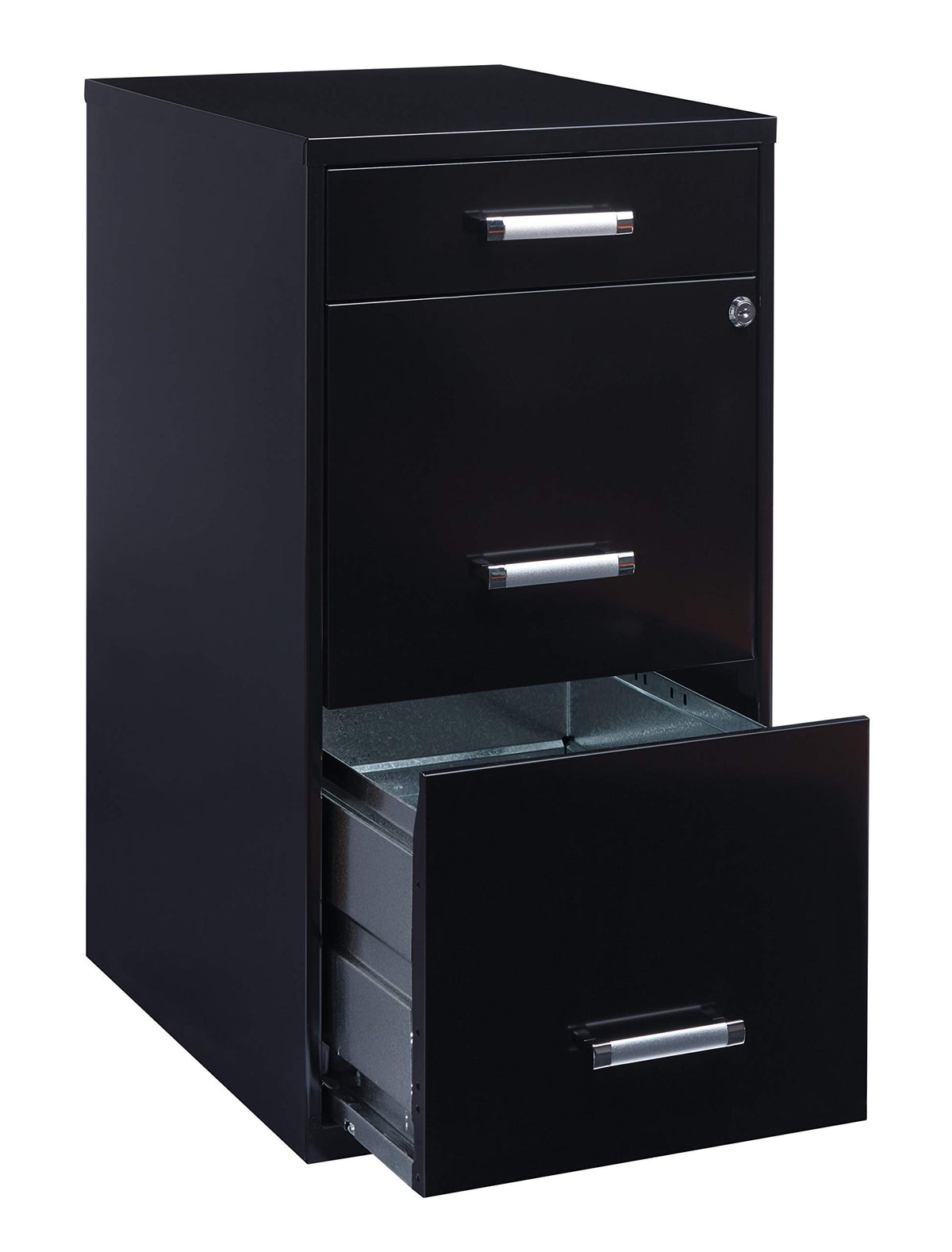 3 Drawer Metal File Cabinet with Pencil Drawer, Black B4702