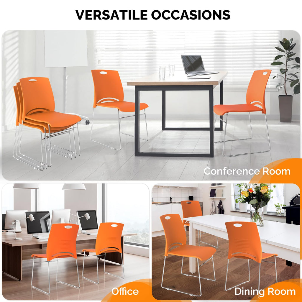 Orange Stacking Chairs Set of 4 L339031