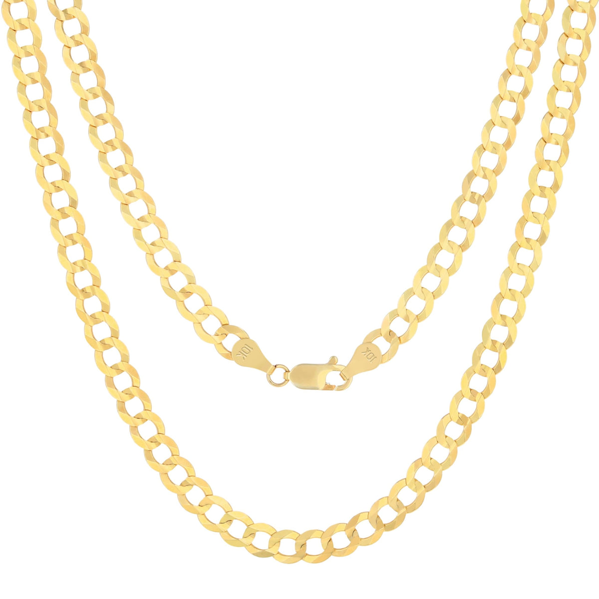 10K Yellow Gold Cuban Curb Link Chain Necklace R4991
