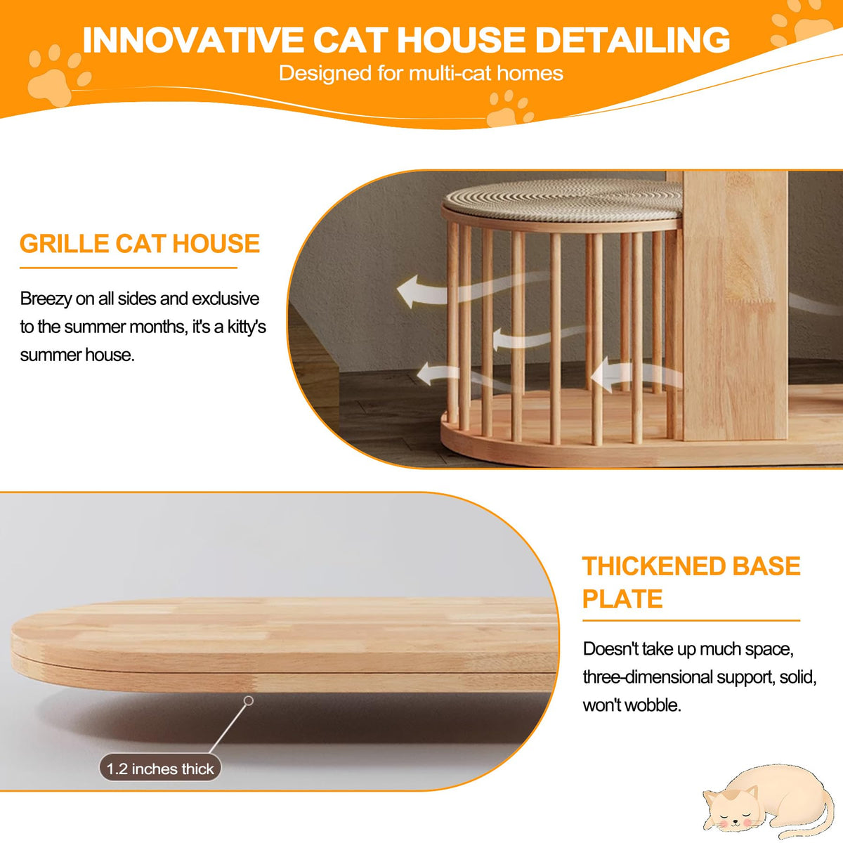 Solid Wooden Cat Tree Tower with Scratching Post S881468