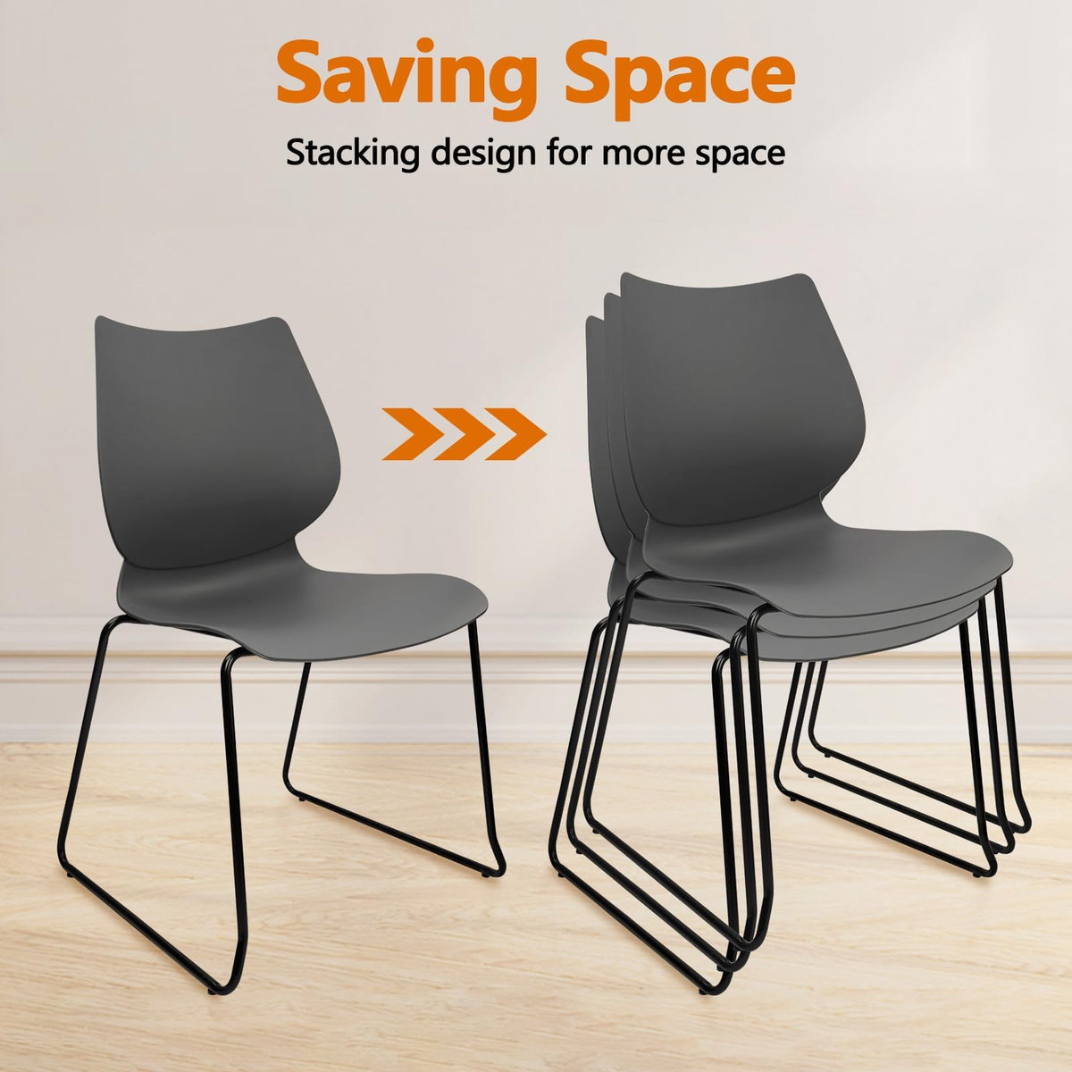 Stacking Chairs with Metal Legs Set of 12, Grey K192267