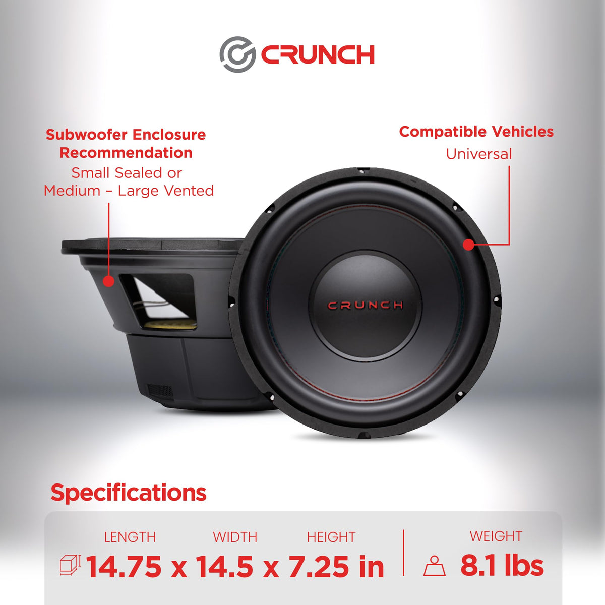 12 Inch 800 Watt 4 Ohm Dual Voice Coil Car Subwoofer T234649