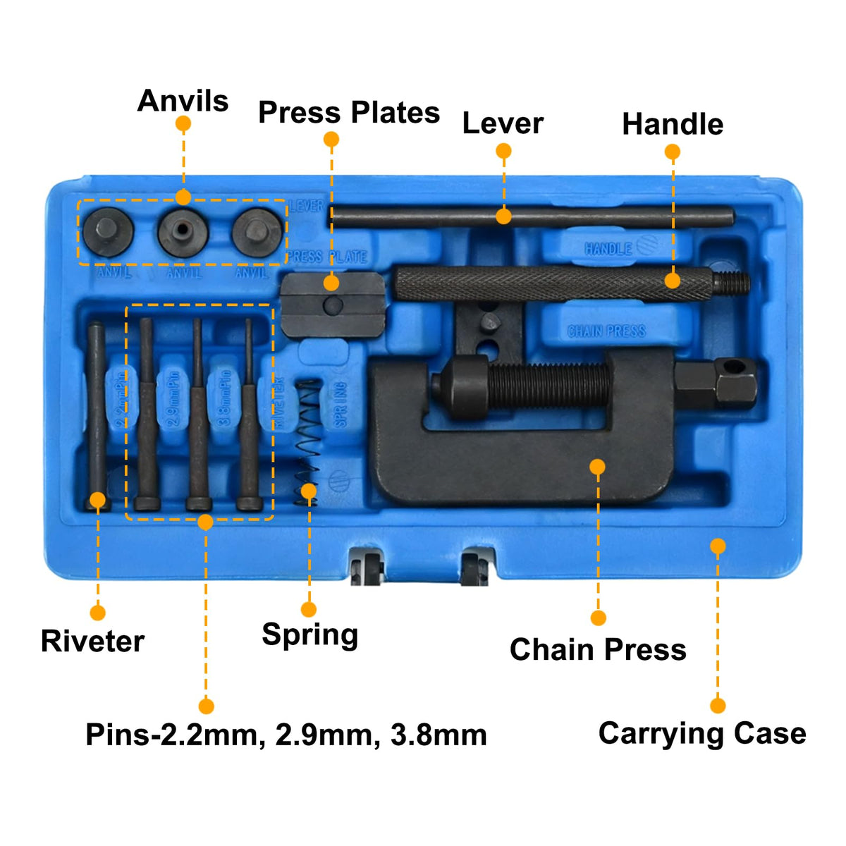 13-Piece Motorcycle Chain Breaker Tool Kit with Carrying Case R787317