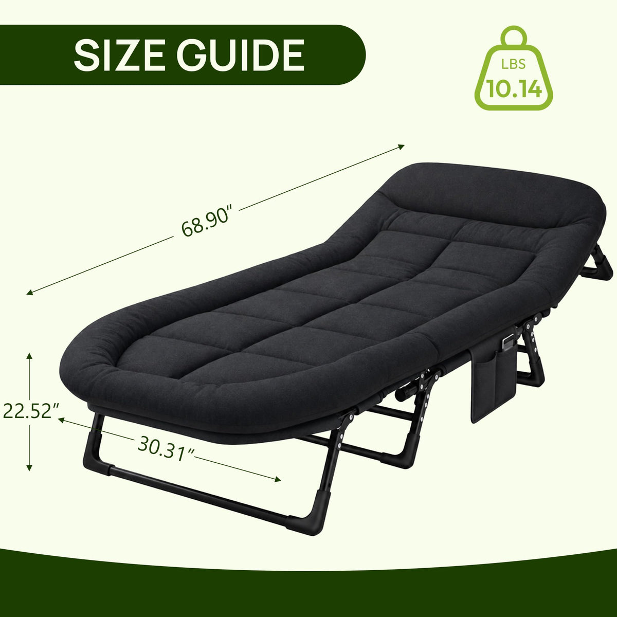 Black Camping Cot with Mattress W945