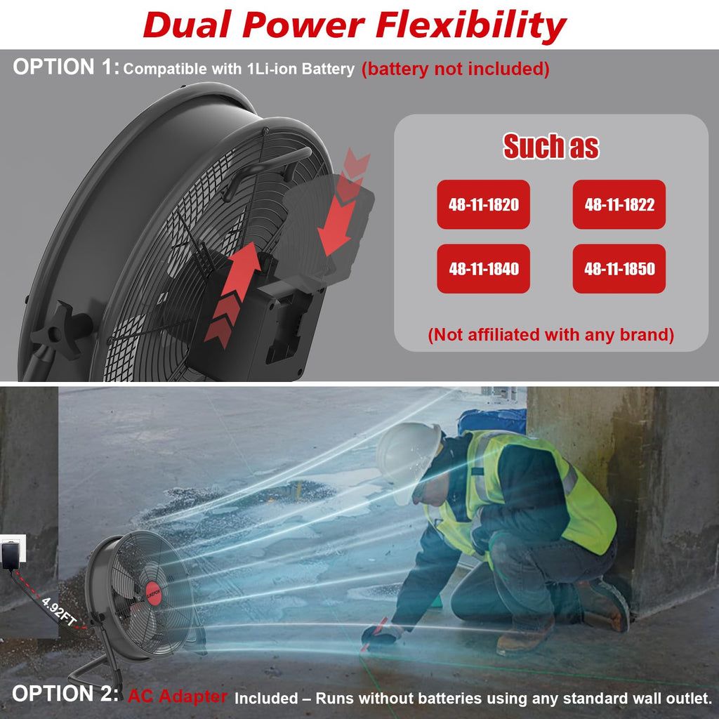 16" Battery Powered Cordless Floor Fan Z650350