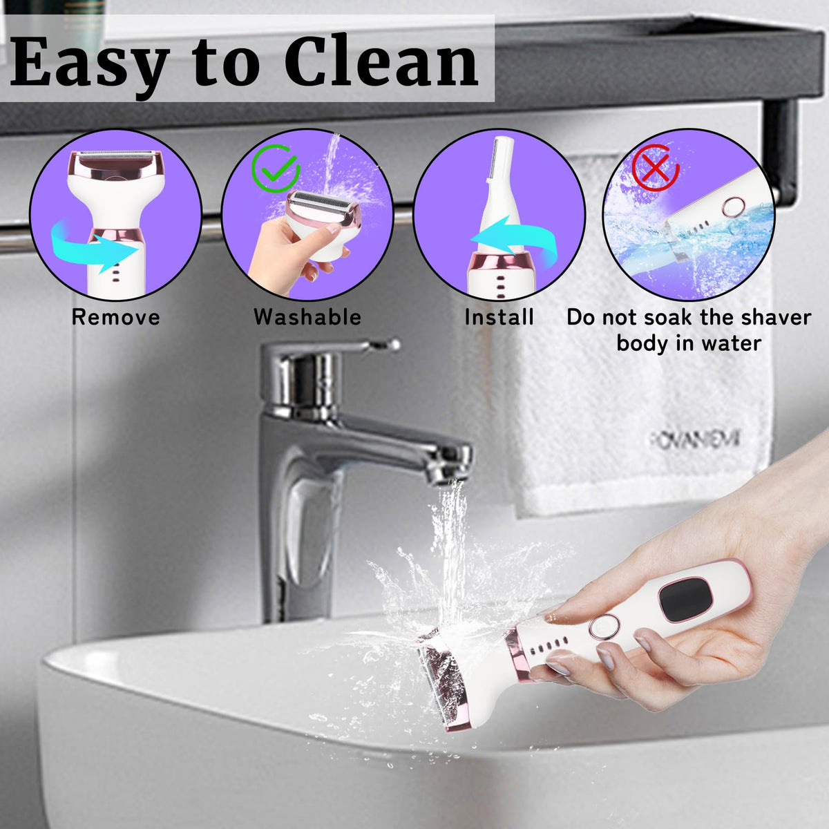 Pink White Rechargeable 4 in 1 Wet & Dry Electric Razor W950