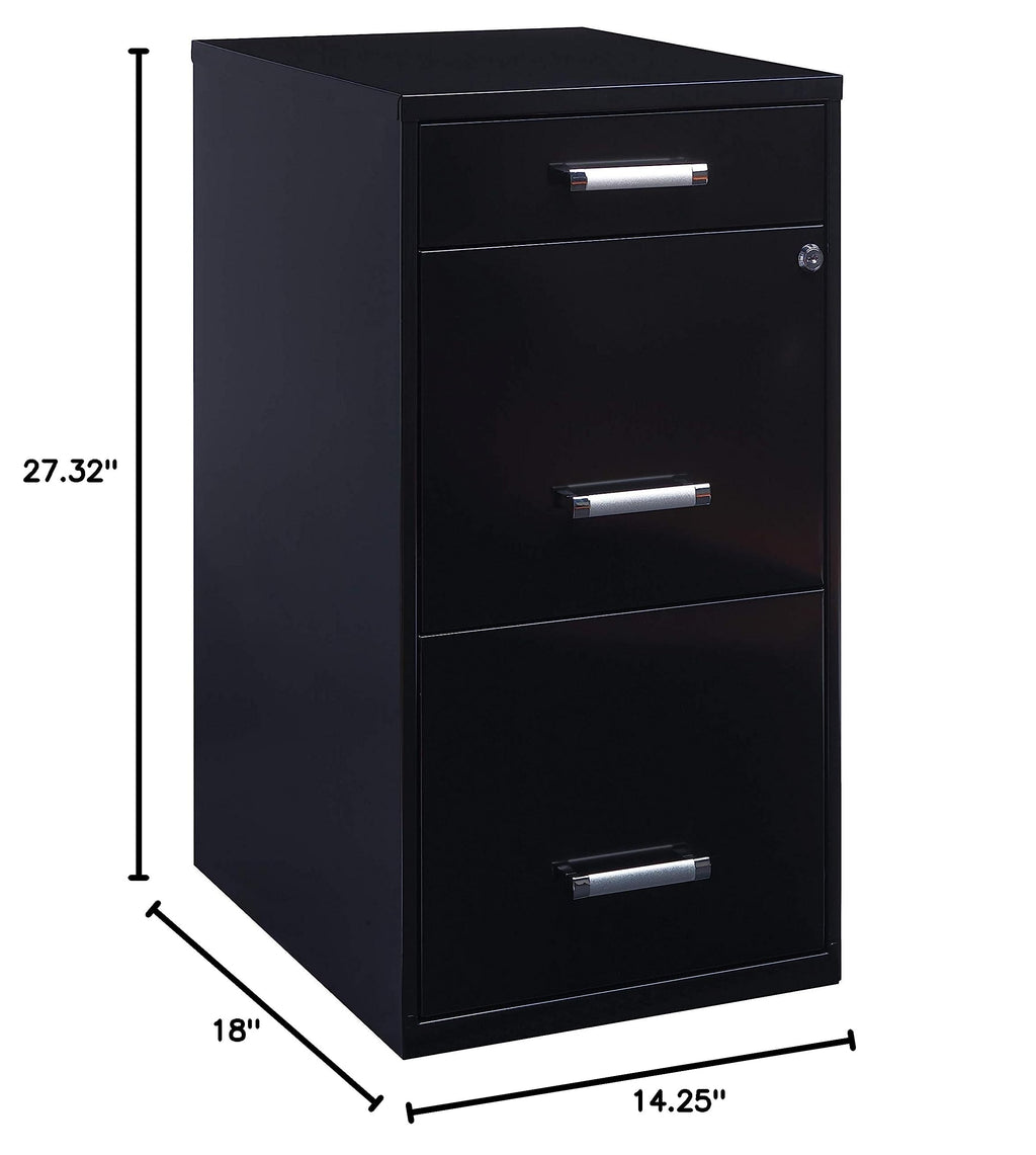 3 Drawer Metal File Cabinet with Pencil Drawer, Black B4702