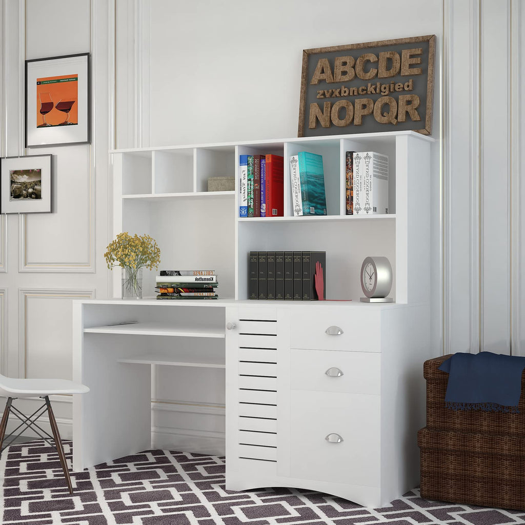 White Computer Desk with Hutch L469884