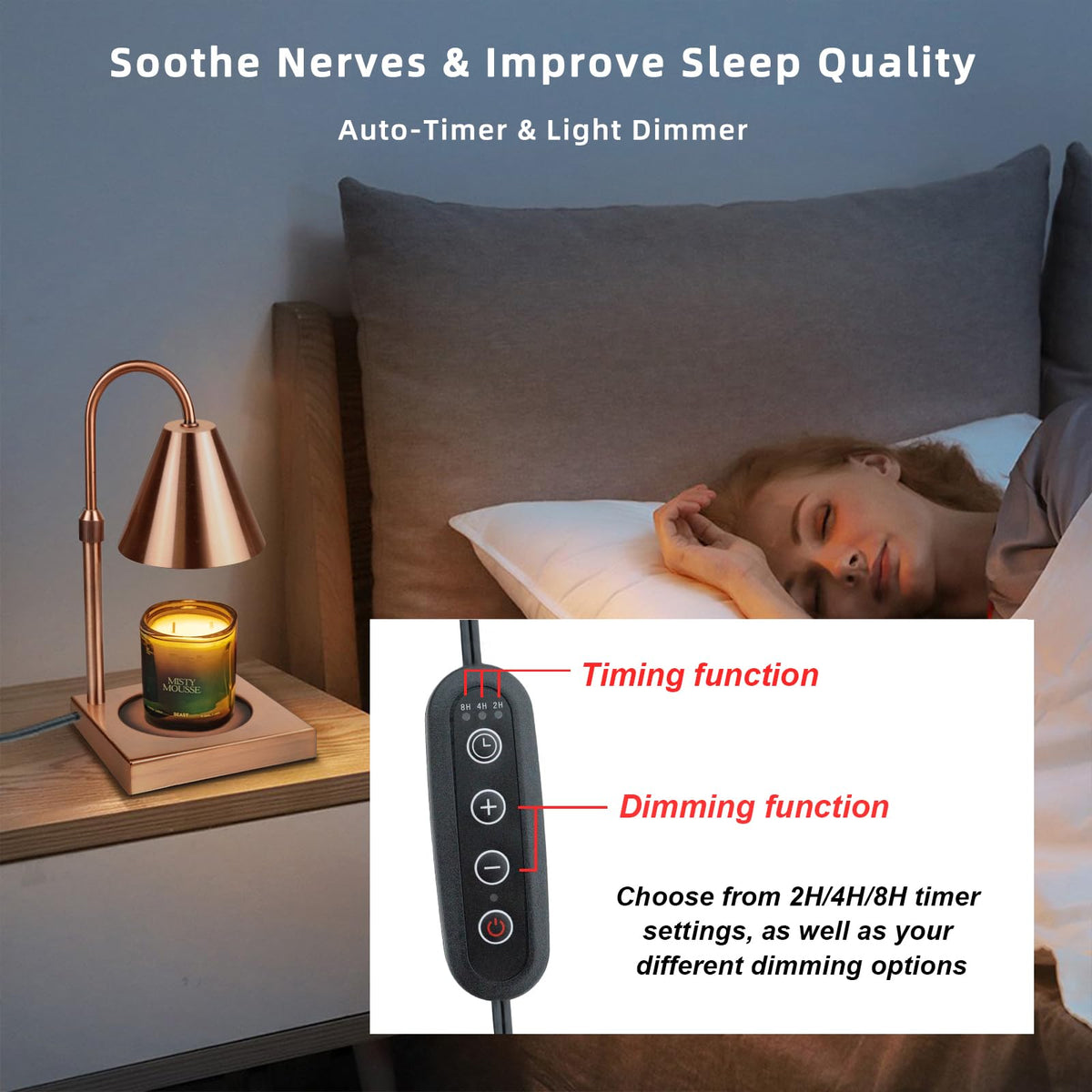 Adjustable Height Dimmable Candle Warmer Lamp F5872