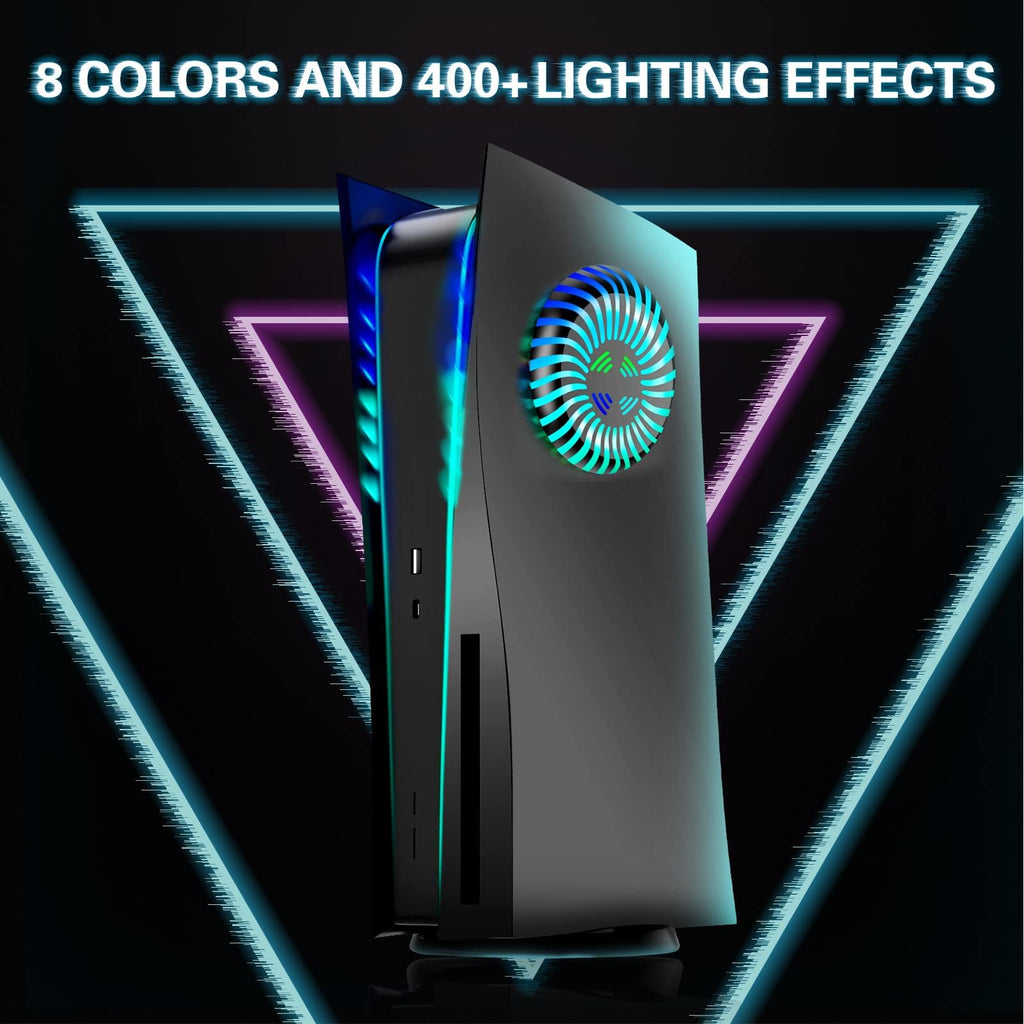 PS5 Faceplates with Cooling Vents LED Lights Black Y2351