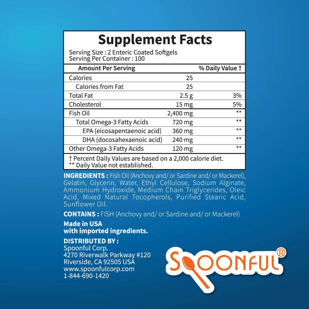 Omega 3 Fish Oil 2400mg 200 Capsules Softgel G65055