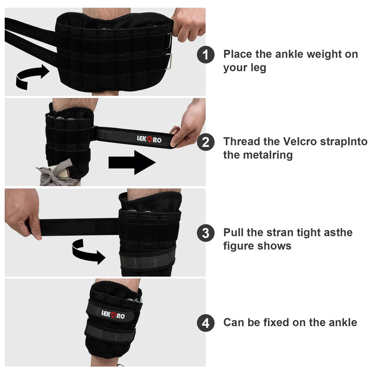 Ankle Weights Wrist Weights, 1 Pair Adjustable Removable Steel L283250