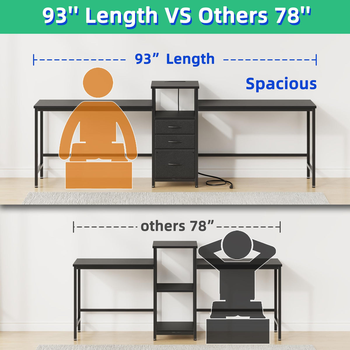 Two Person Desk with Charging Station L56065