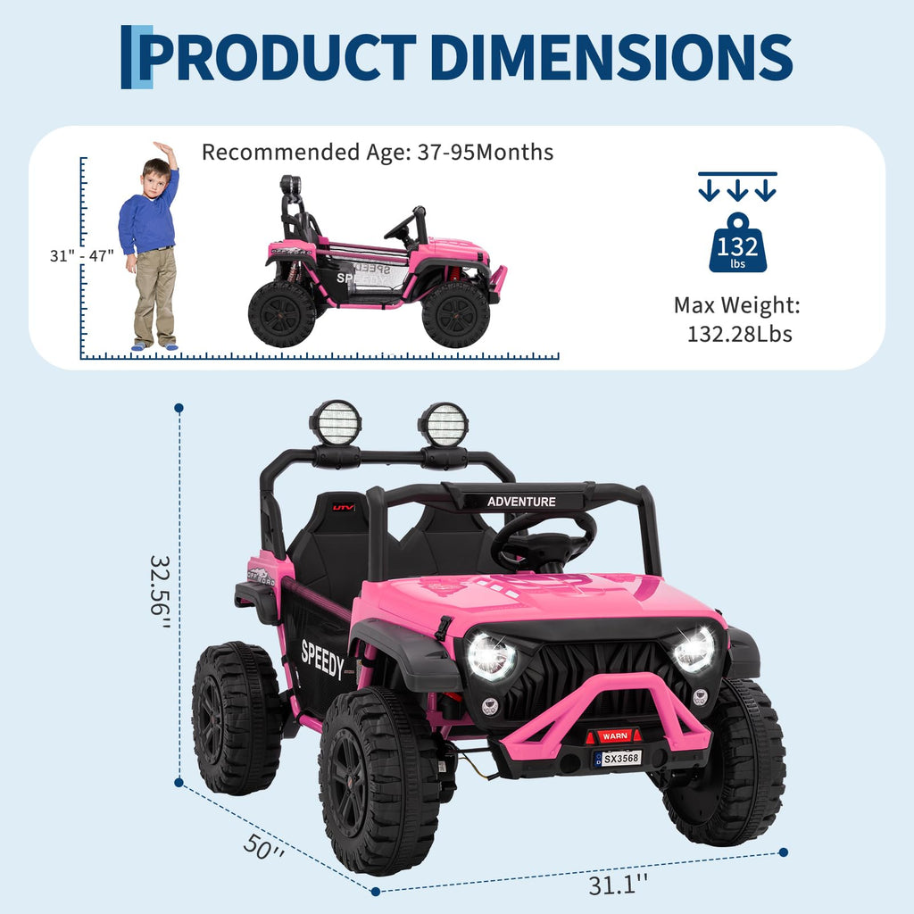 24V 4WD 2 Seater Ride on Car with Remote Control, Pink K443672