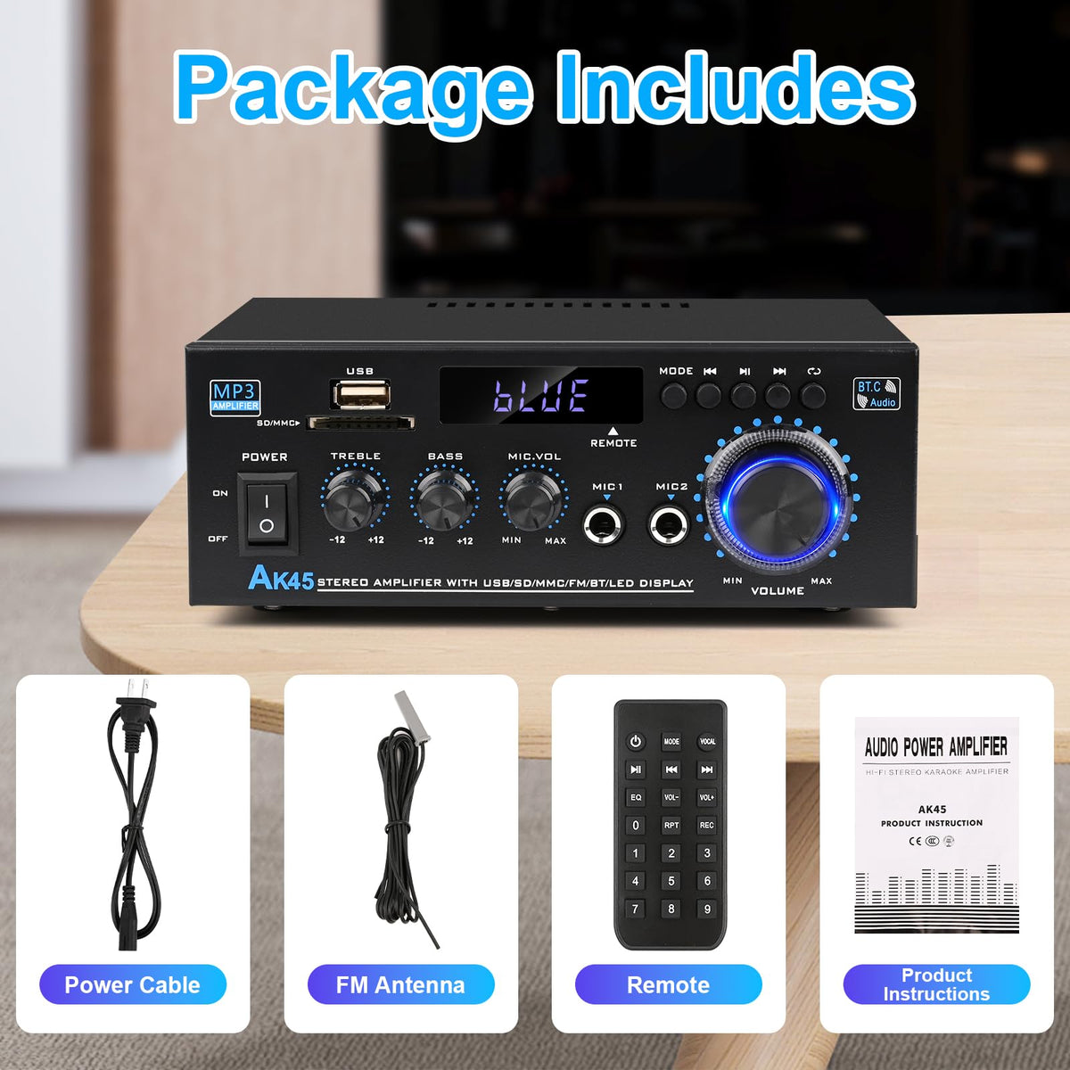 Bluetooth 5.0 Audio Amplifier 400W 2 Channel Stereo Receiver G5179