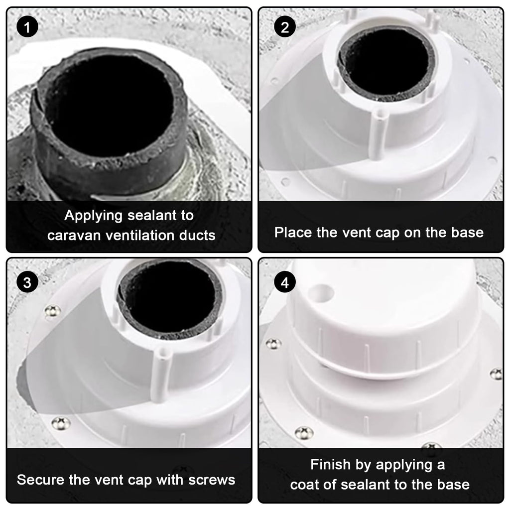 RV Plumbing Vent Caps Kit 2Pcs Plastic Roof Sewer Vent Cover Caps Black I242285