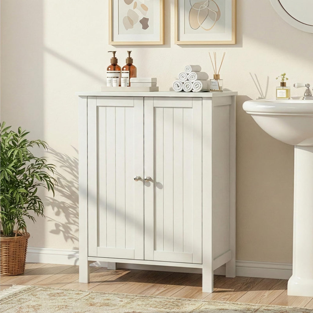 White Free Standing Bathroom Cabinet with Adjustable Shelf R627038