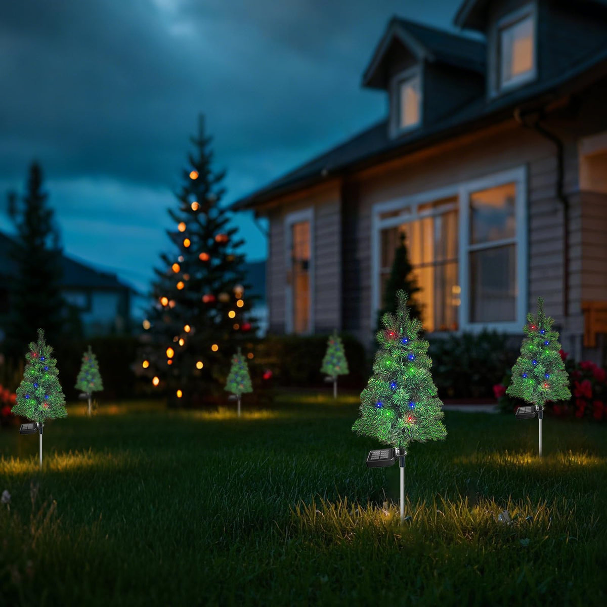 Solar Christmas Tree Garden Stake Lights Outdoor Waterproof M877516