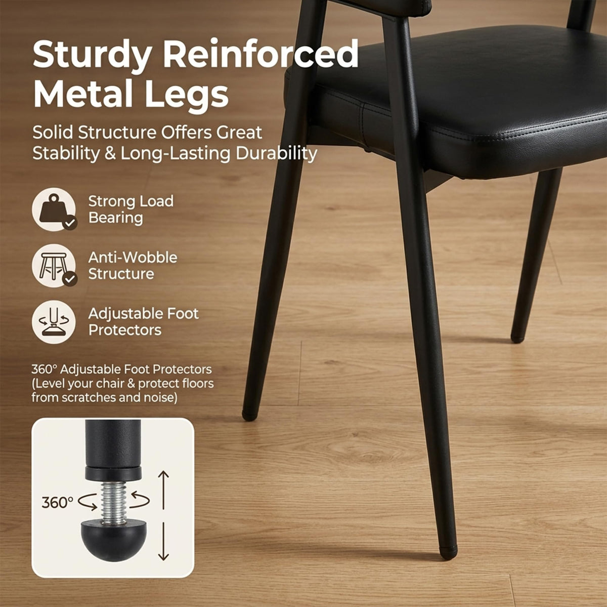 Black Faux Leather Dining Chairs Set of 6 J45412