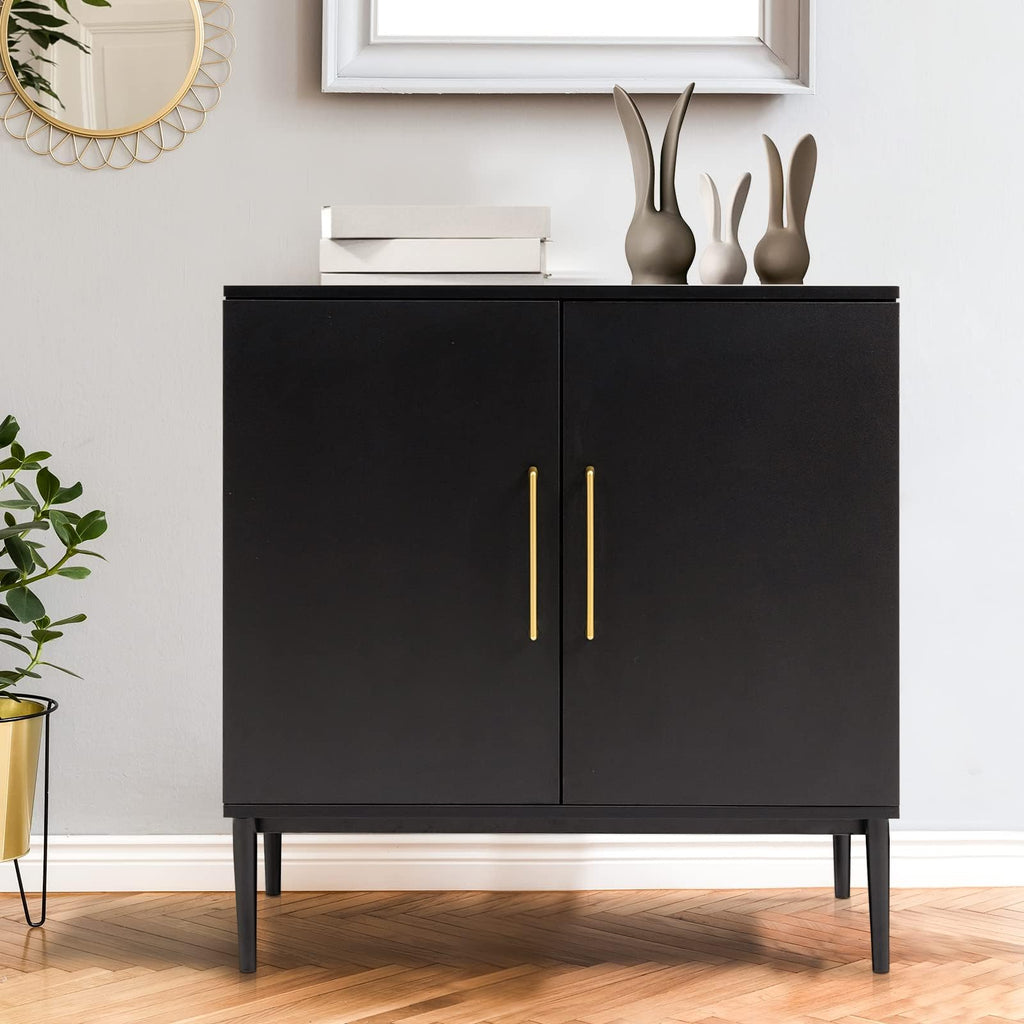 Black Storage Cabinet with Doors and Adjustable Shelf G903689