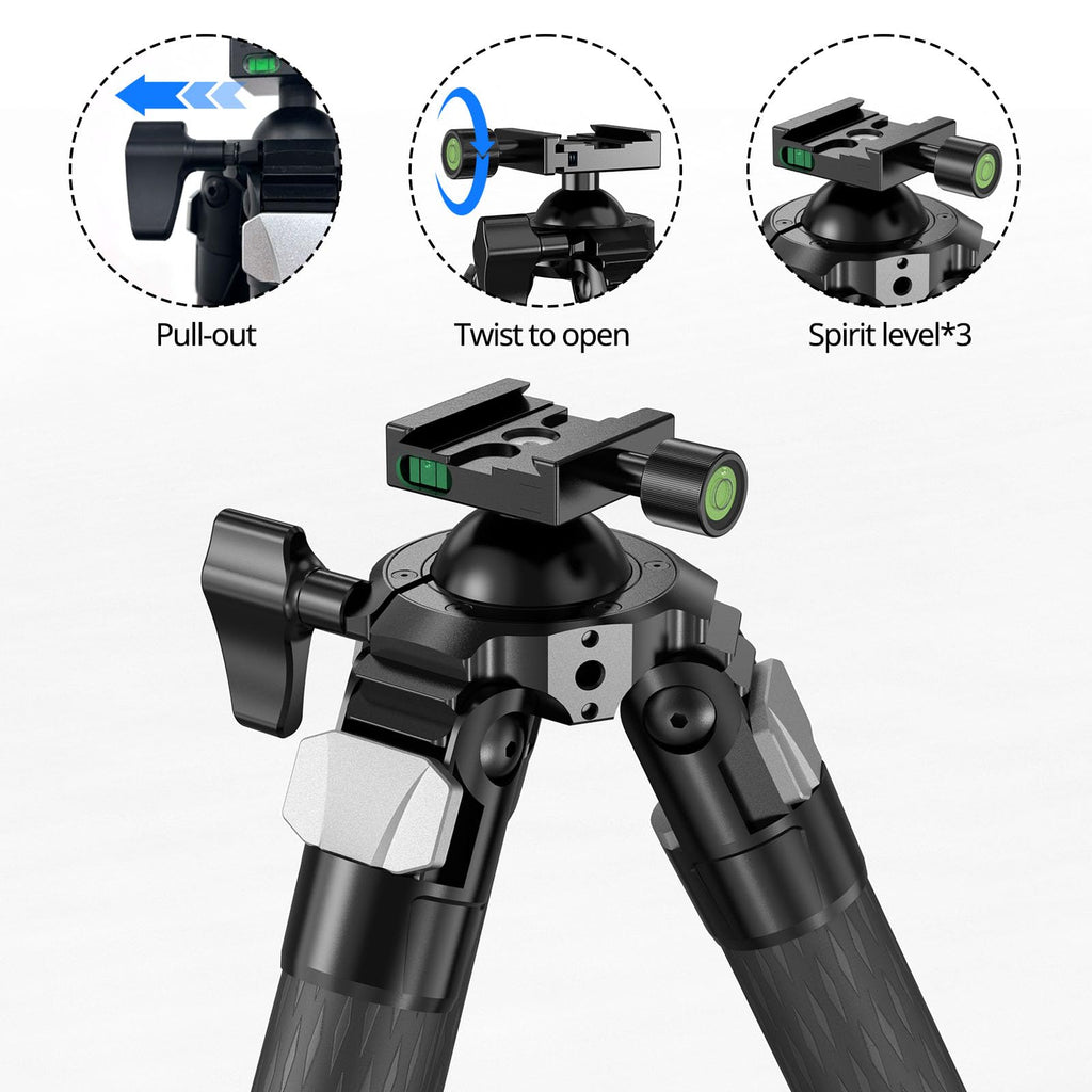 Carbon Fiber Hunting Tripod with Bubble Level and Ball Head C571628
