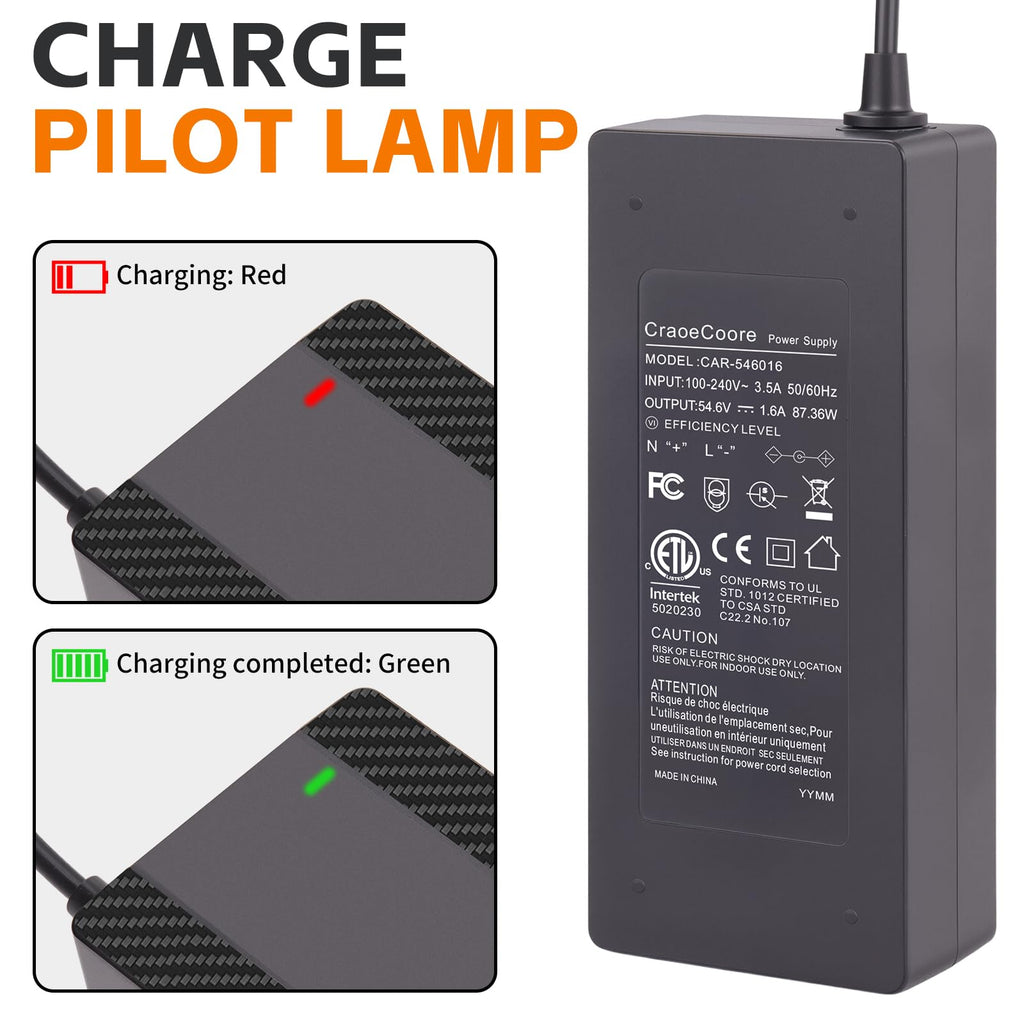 54.6V 1.6A Electric Scooter Charger for 48V Lithium Battery T752239