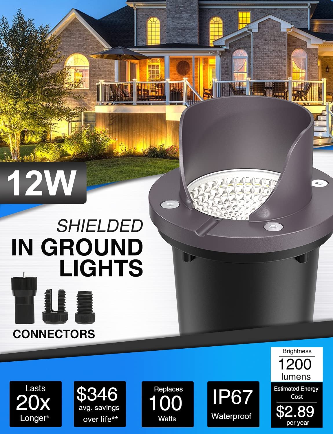 6 Pack Low Voltage LED Landscape Lights with Transformer X836