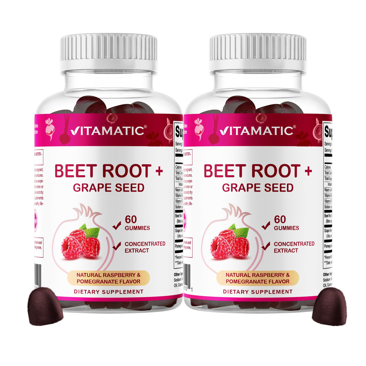 Beet Root Gummies with B6, B12, Grape Seed & Pomegranate 120 Count H667902