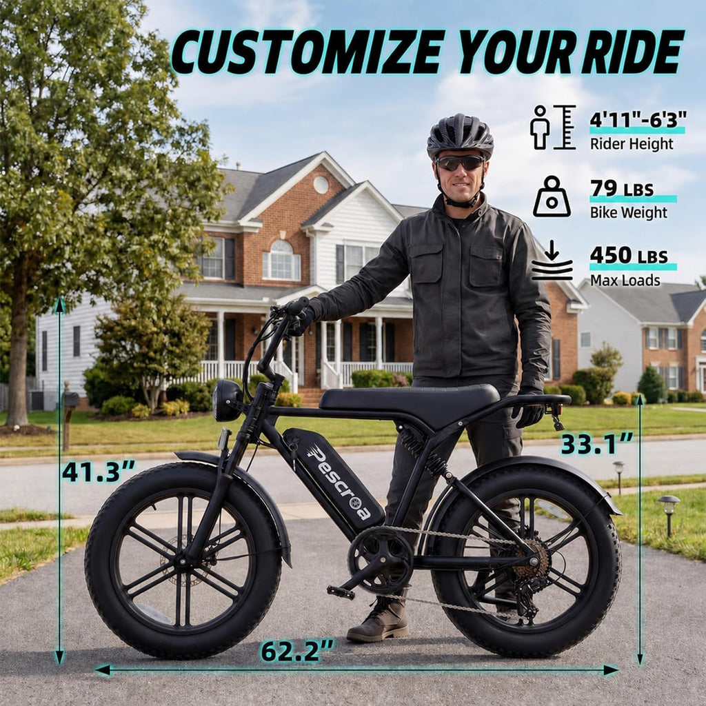 1500W Peak 20" Fat Tire Electric Bike F6606