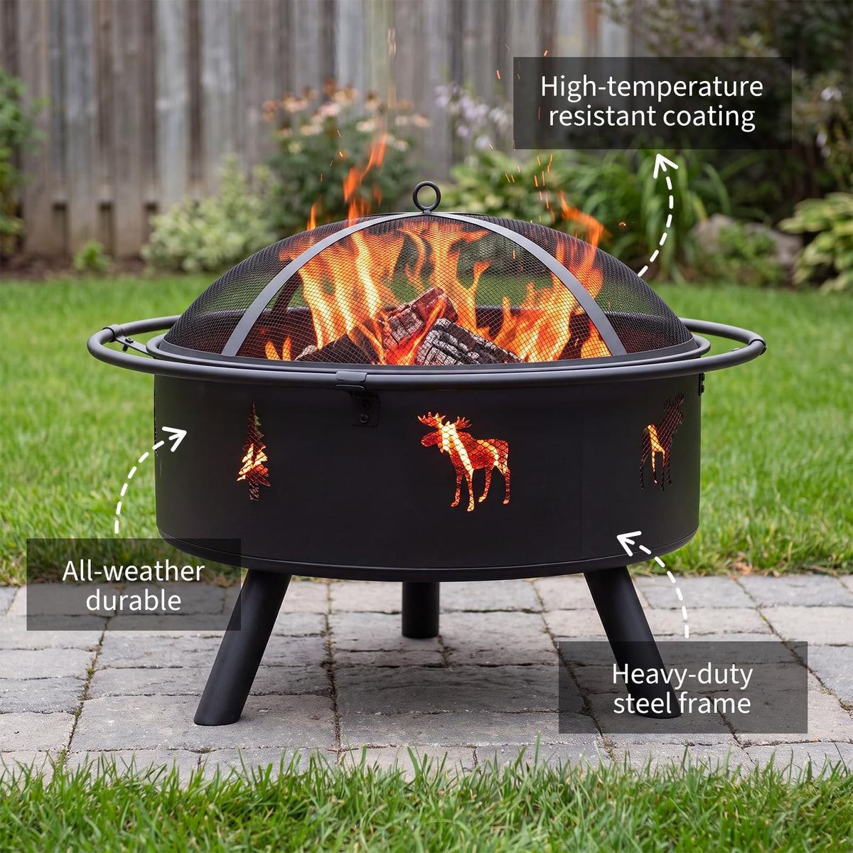 32" Round Wood Burning Fire Pit U61224