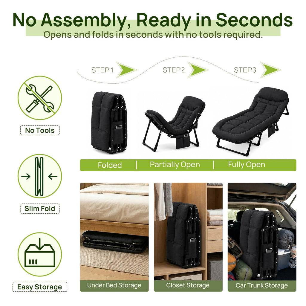 Black Camping Cot with Mattress W945