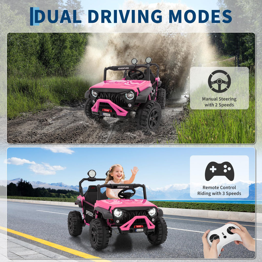 24V 4WD 2 Seater Ride on Car with Remote Control, Pink K443672