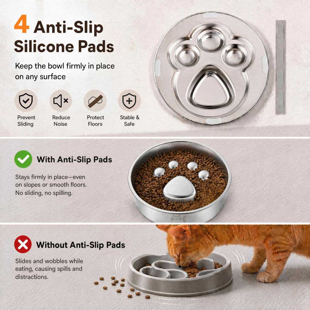 Stainless Steel Slow Feeder Cat Bowl E877831