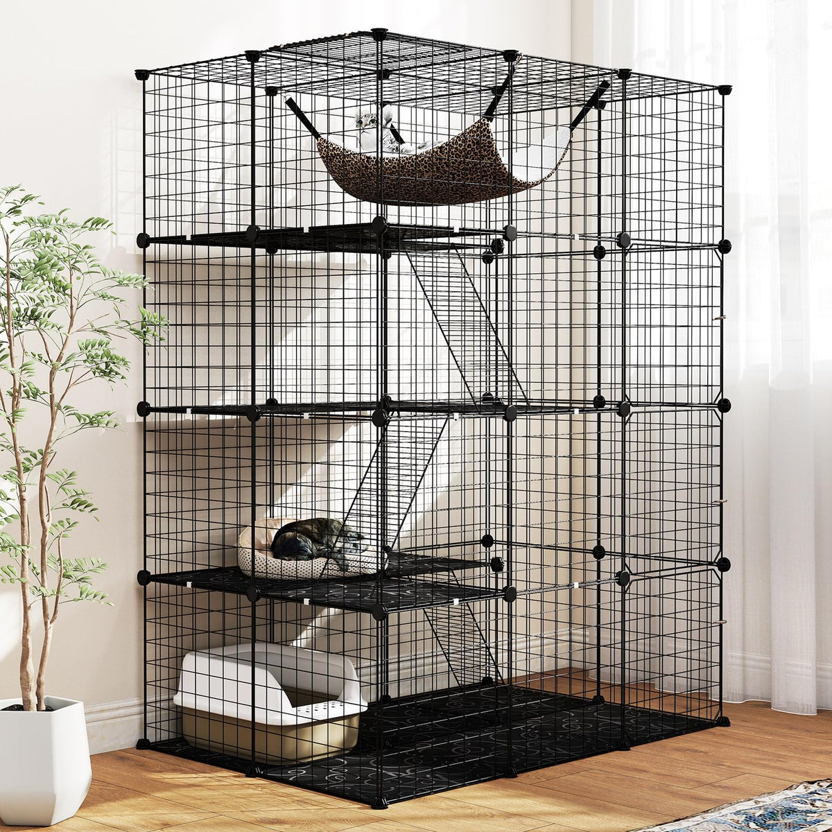 56" 4-Tier Cat Enclosure with Skylight N93636