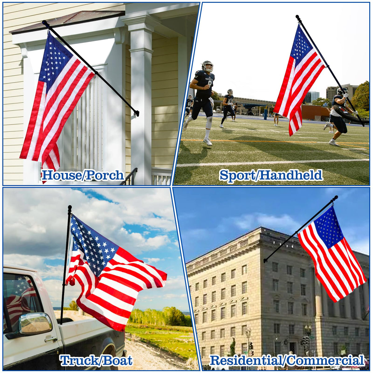 Black 5 FT Stainless Steel Wall Mount Flag Pole Kit V271