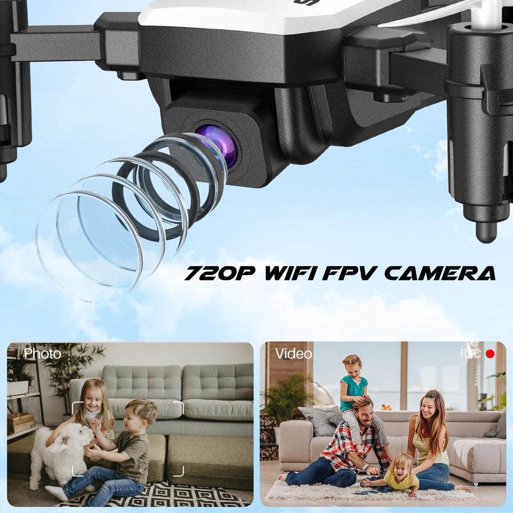 Mini Drone with 720P Camera, Foldable RC Quadcopter, White N873161